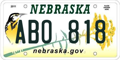 NE license plate ABO818