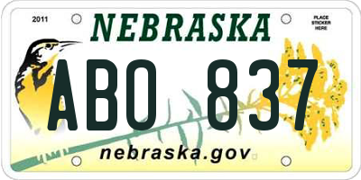 NE license plate ABO837