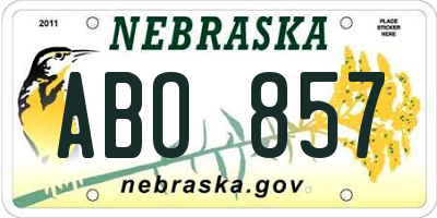NE license plate ABO857