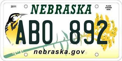 NE license plate ABO892