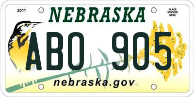 NE license plate ABO905
