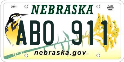 NE license plate ABO911