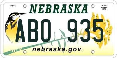 NE license plate ABO935