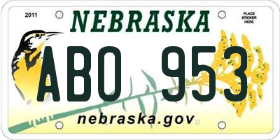 NE license plate ABO953
