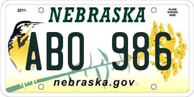 NE license plate ABO986