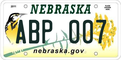 NE license plate ABP007