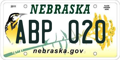 NE license plate ABP020