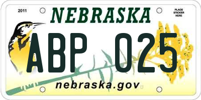 NE license plate ABP025