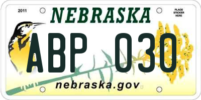 NE license plate ABP030