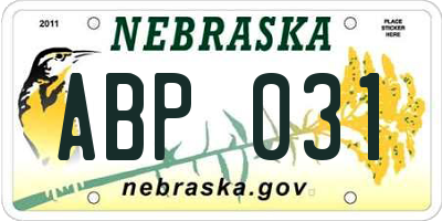 NE license plate ABP031