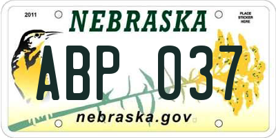 NE license plate ABP037