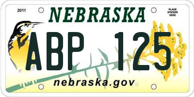 NE license plate ABP125