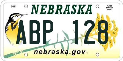 NE license plate ABP128