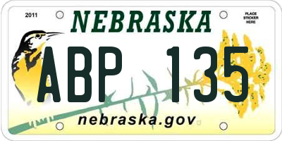 NE license plate ABP135