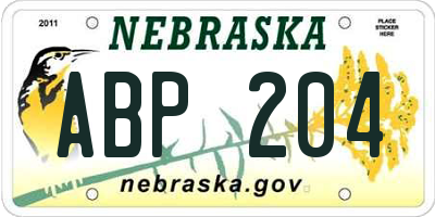 NE license plate ABP204