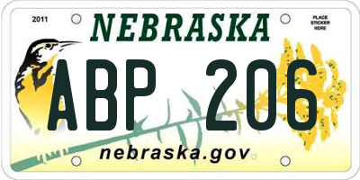 NE license plate ABP206