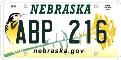 NE license plate ABP216