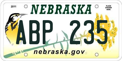 NE license plate ABP235