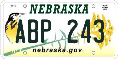 NE license plate ABP243