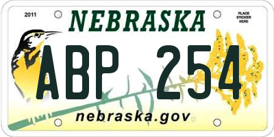 NE license plate ABP254