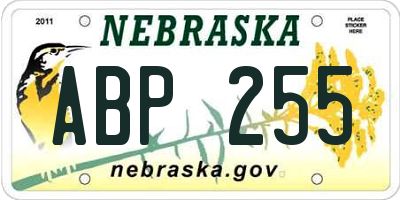 NE license plate ABP255