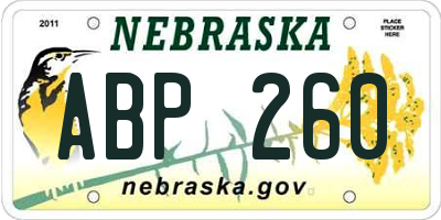 NE license plate ABP260