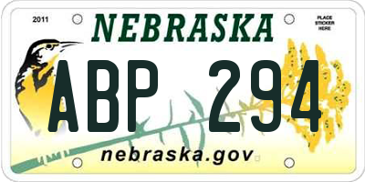 NE license plate ABP294