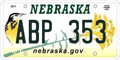 NE license plate ABP353