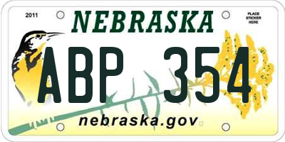 NE license plate ABP354
