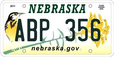 NE license plate ABP356