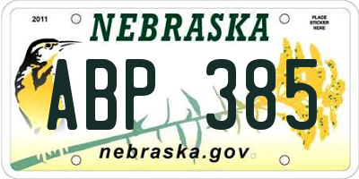 NE license plate ABP385