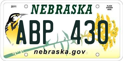 NE license plate ABP430