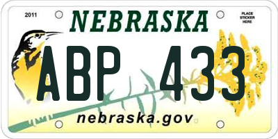 NE license plate ABP433