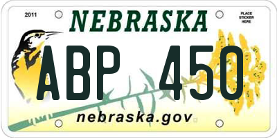 NE license plate ABP450