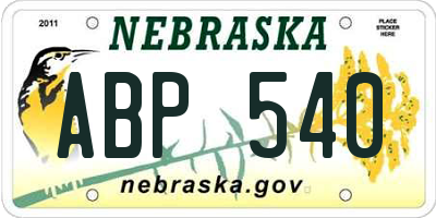 NE license plate ABP540