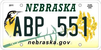 NE license plate ABP551