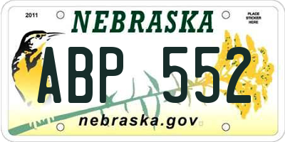 NE license plate ABP552