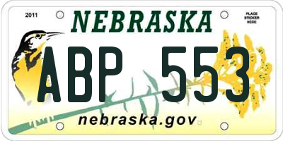 NE license plate ABP553