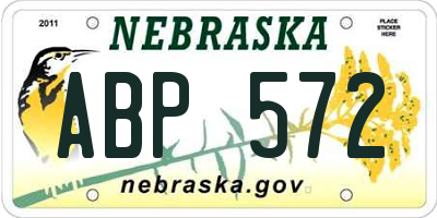 NE license plate ABP572