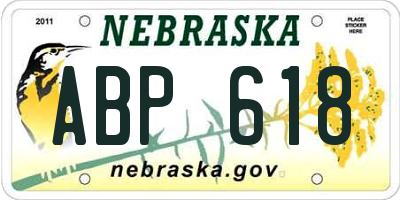 NE license plate ABP618