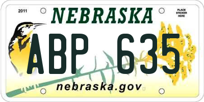 NE license plate ABP635