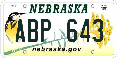 NE license plate ABP643