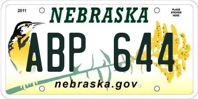 NE license plate ABP644