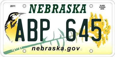 NE license plate ABP645