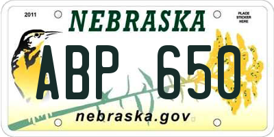 NE license plate ABP650