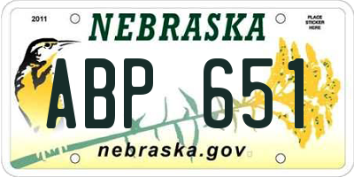 NE license plate ABP651