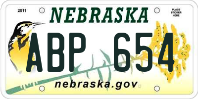 NE license plate ABP654