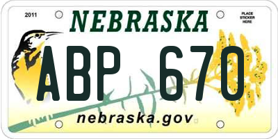 NE license plate ABP670