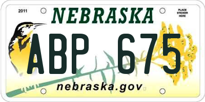 NE license plate ABP675