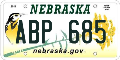 NE license plate ABP685